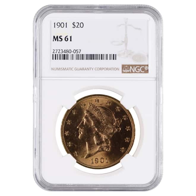 1901 $20 Liberty Head Double Eagle Gold Coin NGC MS 61