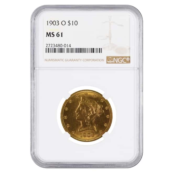 1903 O $10 Liberty Head Gold Eagle Coin NGC MS 61 
