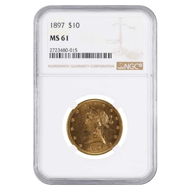 1897 $10 Liberty Head Gold Eagle Coin NGC MS 61