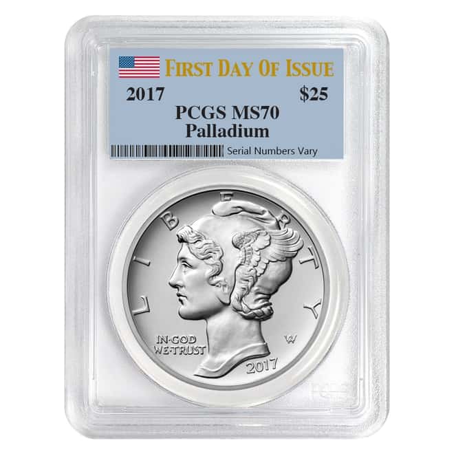2017 1 oz Palladium American Eagle PCGS MS 70 First Day of Issue
