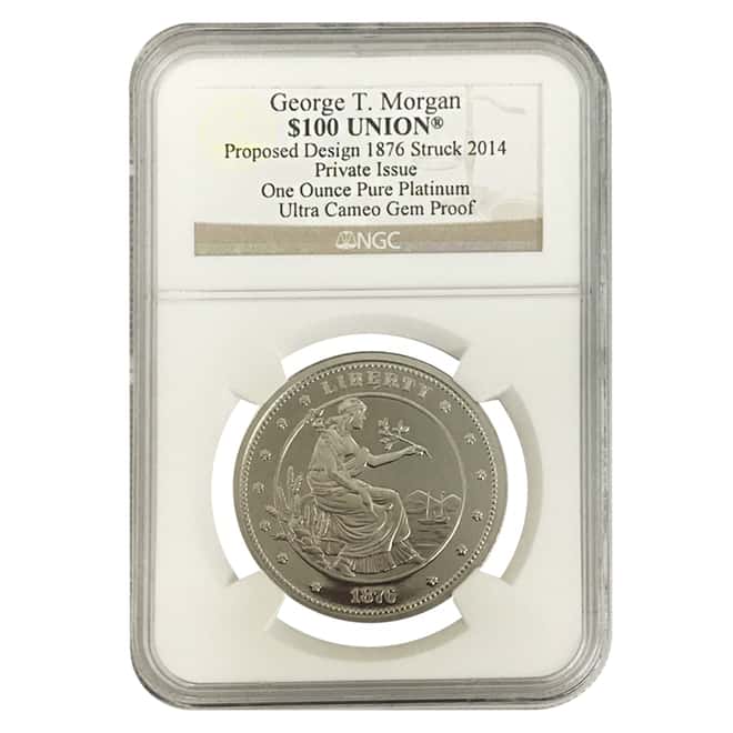 2014 1 oz Platinum George T. Morgan $100 Union Private Issue NGC UCAM Gem Proof Coin (w/COA)