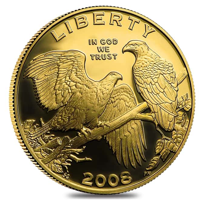 2008 W Gold $5 Commemorative Bald Eagle BU (W/Box & COA)