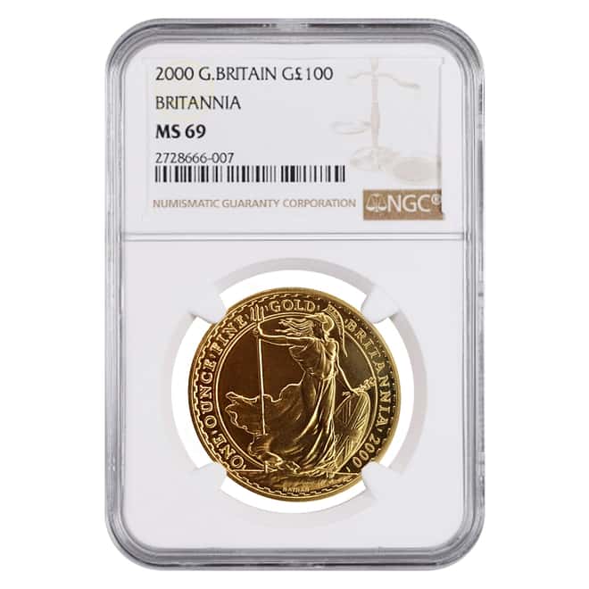 2000 Great Britain 1 oz Gold Britannia Coin NGC MS 69