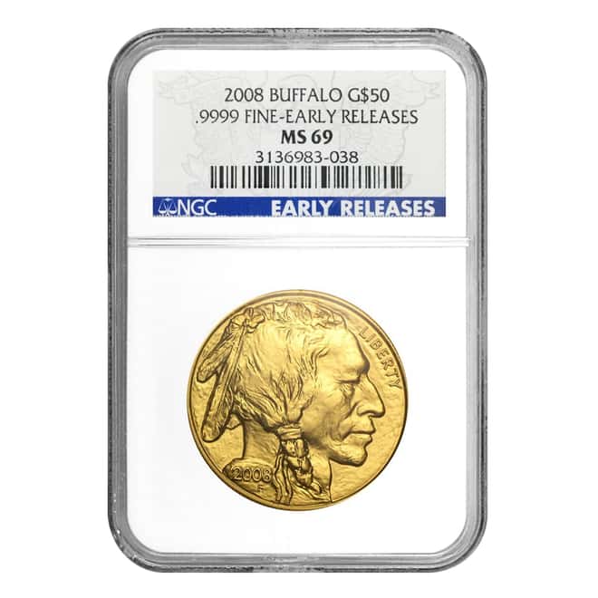 2008 1 oz $50 Gold American Buffalo NGC MS 69 Early Releases