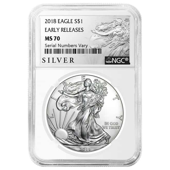 2018 1 oz Silver American Eagle $1 Coin NGC MS 70 Early Releases (Liberty Label)