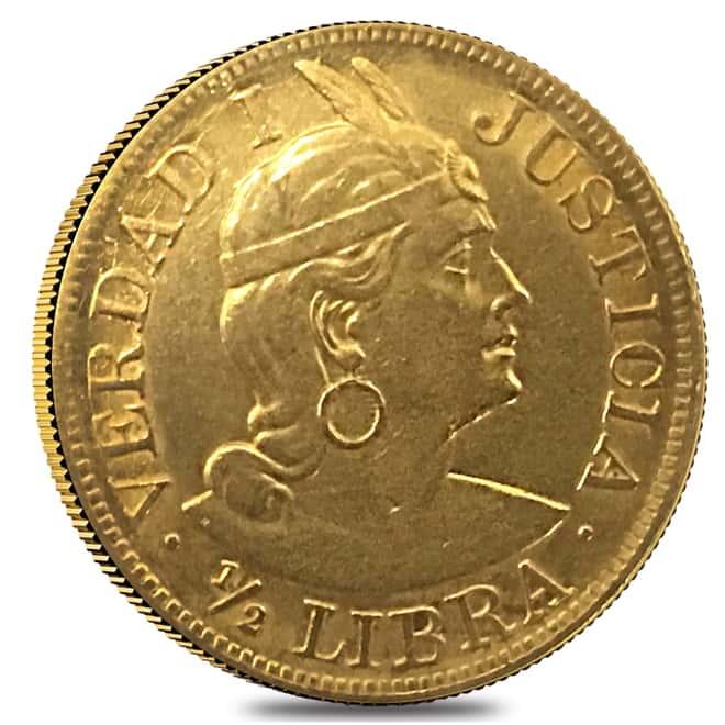 1/2 Libra Peru Gold Coin Avg Circ AGW .1177 oz (Random Year)