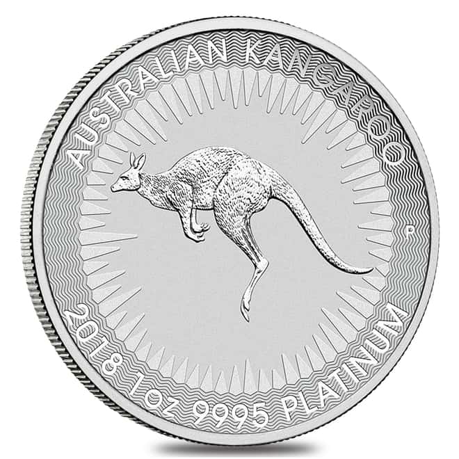 2018 1 oz Australian Platinum Kangaroo Perth Mint Coin .9995 Fine BU In Cap