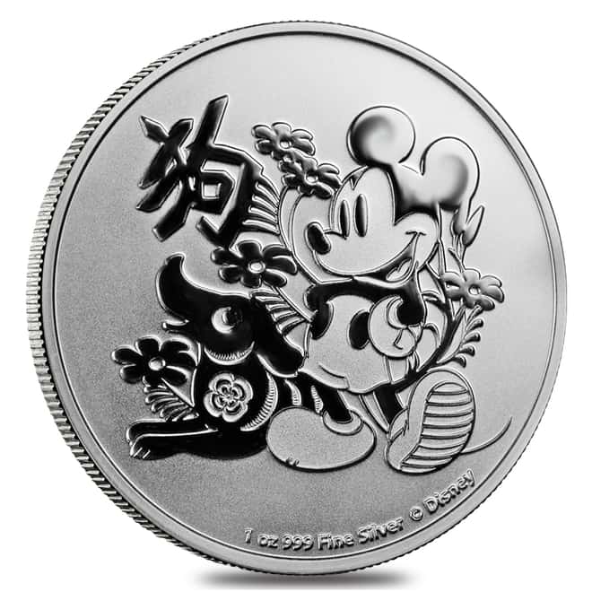 2018 1 oz Niue Silver $2 Disney Year of the Dog BU