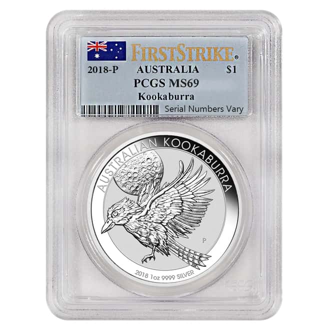 2018 1 oz Silver Australian Kookaburra Perth Mint PCGS MS 69 First Strike