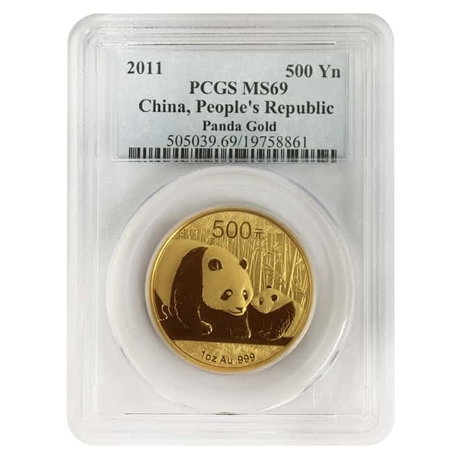 2011 1 oz Chinese Gold Panda 500 Yuan PCGS MS 69