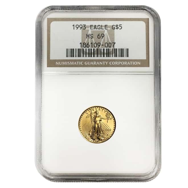 1993 1/10 oz $5 Gold American Eagle NGC MS 69