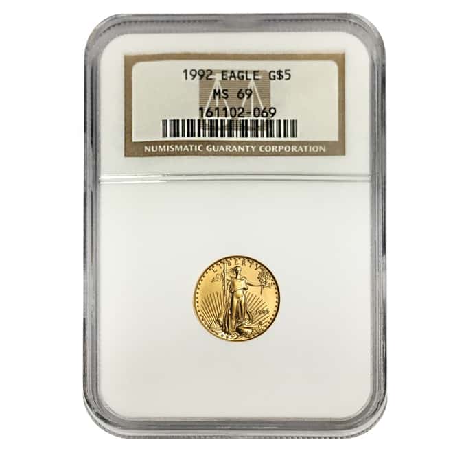 1992 1/10 oz $5 Gold American Eagle NGC MS 69