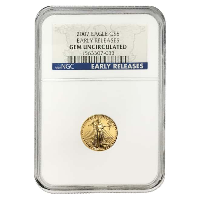 2007 1/10 oz $5 Gold American Eagle NGC Gem Uncirculated Early Releases