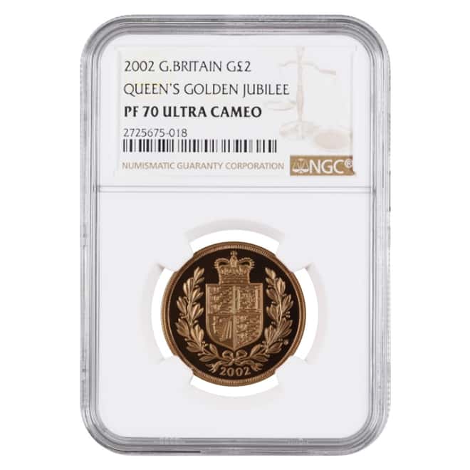 2002 Great Britain Proof Gold 2 Pound Sovereign Golden Jubilee NGC PF 70 UCAM