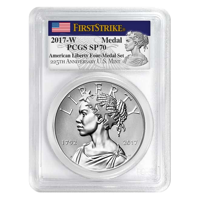 2017 W 1 oz American Liberty Enhanced Uncirculated Silver Medal PCGS SP 70 FS - 225th Anniversary