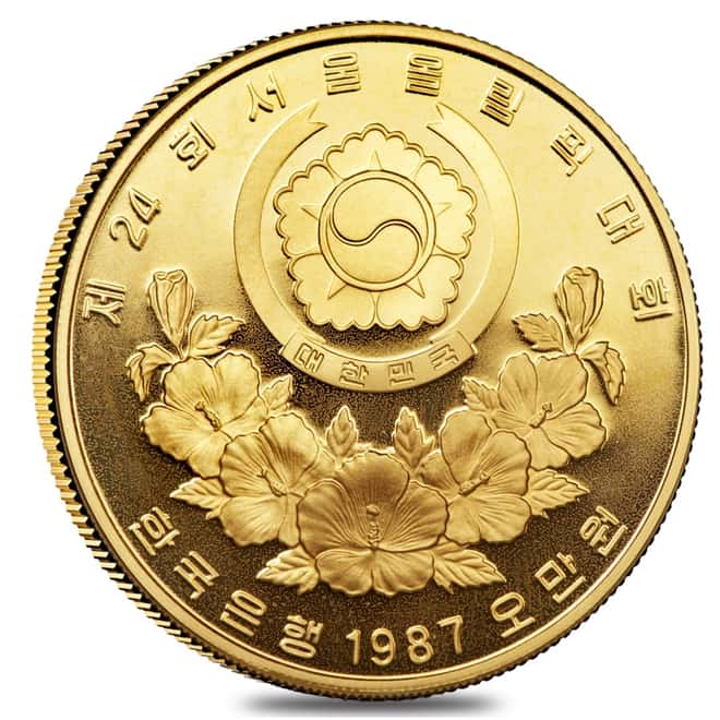 1987 1 oz South Korea 50,000 Won Seoul Olympics Proof Gold Coin