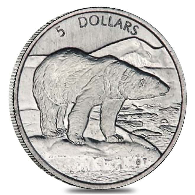1999 1/10 oz Platinum Canadian Polar Bear $5 Coin BU
