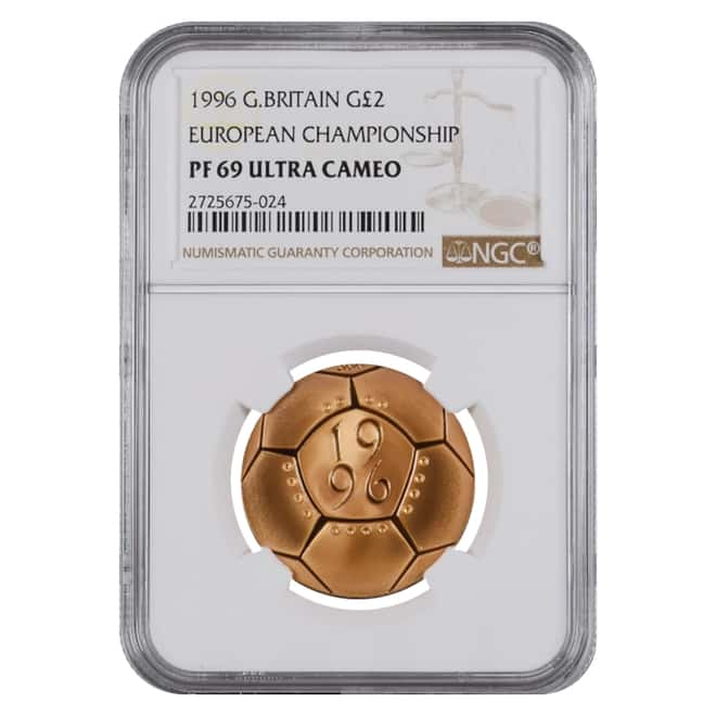 1996 Great Britain Proof Gold 2 Pounds European Championship NGC PF 69 UCAM