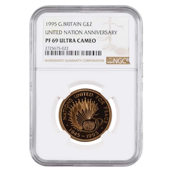 1995 Great Britain Proof Gold 2 Pounds United Nations NGC PF 69 UCAM
