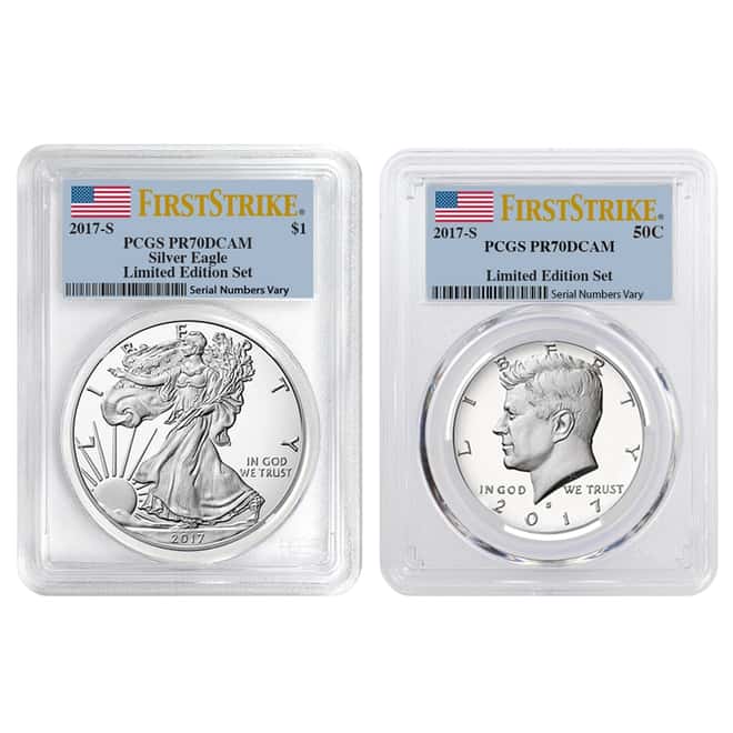 2017 S Proof Silver American Eagle/Kennedy Half Dollar Limited Edition PCGS PF 70 FS