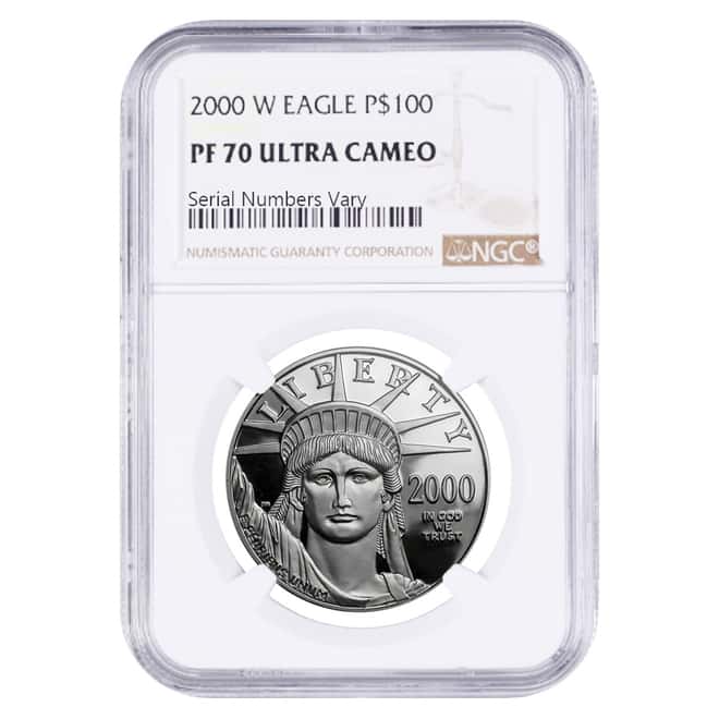 2000 W 1 oz $100 Platinum American Eagle Proof Coin NGC PF 70 UCAM