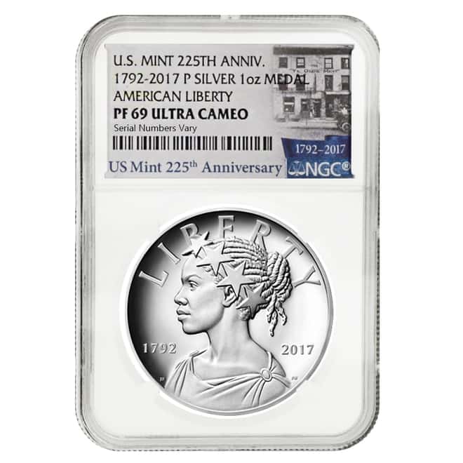 2017 P 1 oz American Liberty High Relief Proof Silver Medal NGC PF 69 (225th Ann. Label)