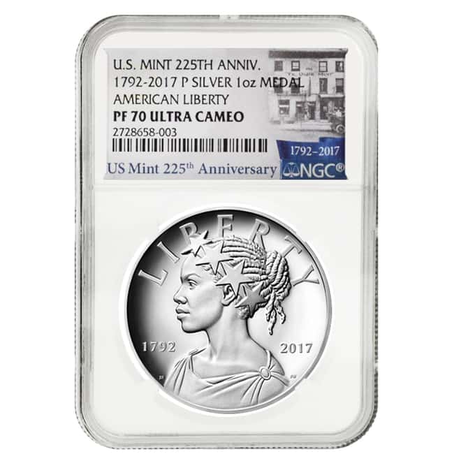 2017 P 1 oz American Liberty High Relief Proof Silver Medal NGC PF 70 (225th Ann. Label)