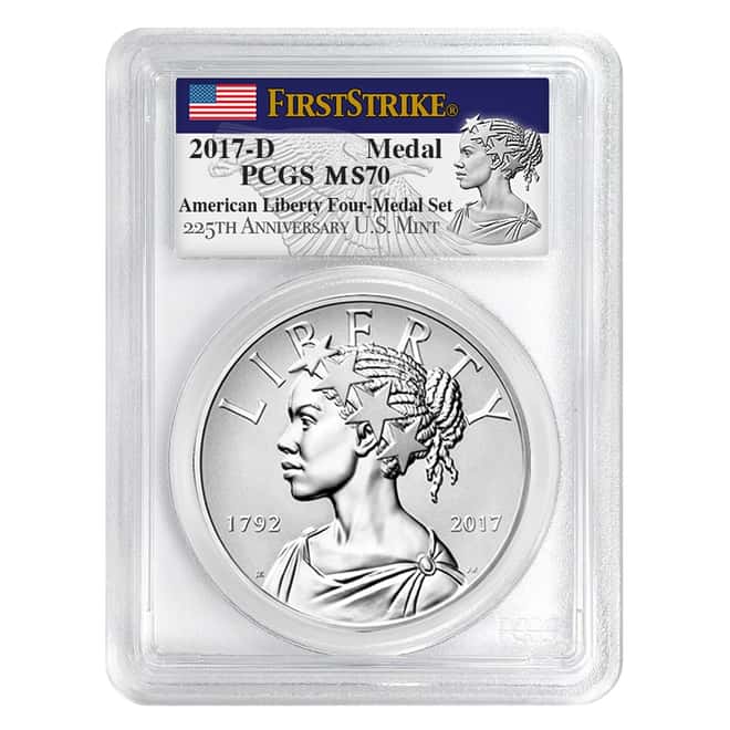 2017 D 1 oz American Liberty Uncirculated Silver Medal PCGS MS 70 FS - 225th Anniversary