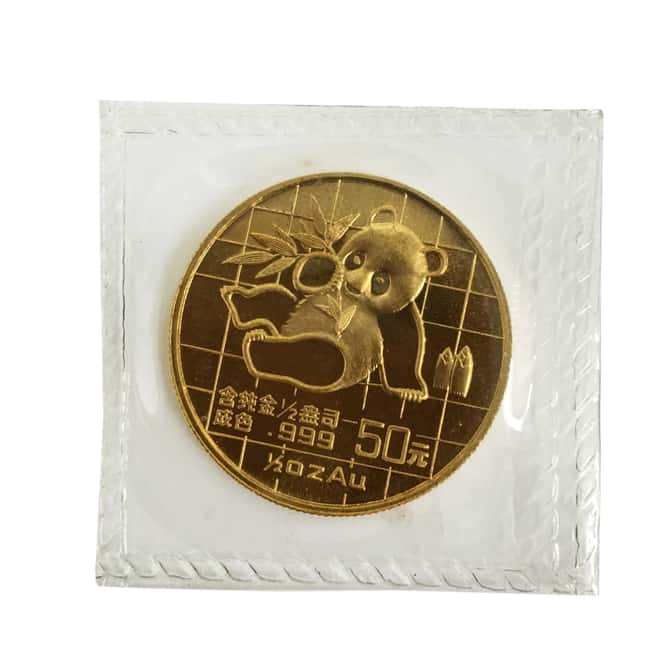 1989 1/2 oz Chinese Gold Panda 50 Yuan Small Date BU (Sealed)
