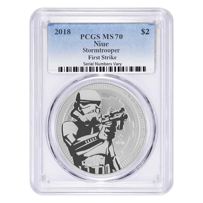 2018 1 oz Niue Silver $2 Star Wars Stormtrooper PCGS MS 70 FS