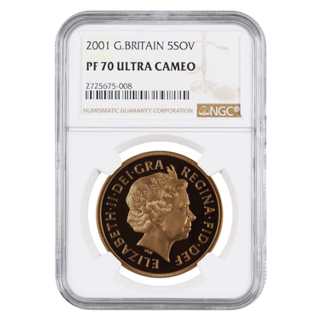 2001 Great Britain Proof Gold 5 Pound Sovereign NGC PF 70 UCAM