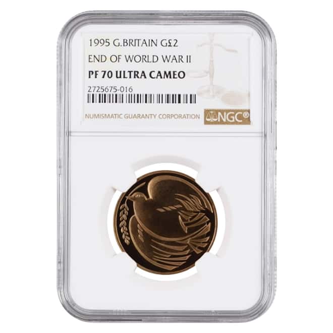 1995 Great Britain Proof Gold 2 Pounds End of WWII NGC PF 70 UCAM