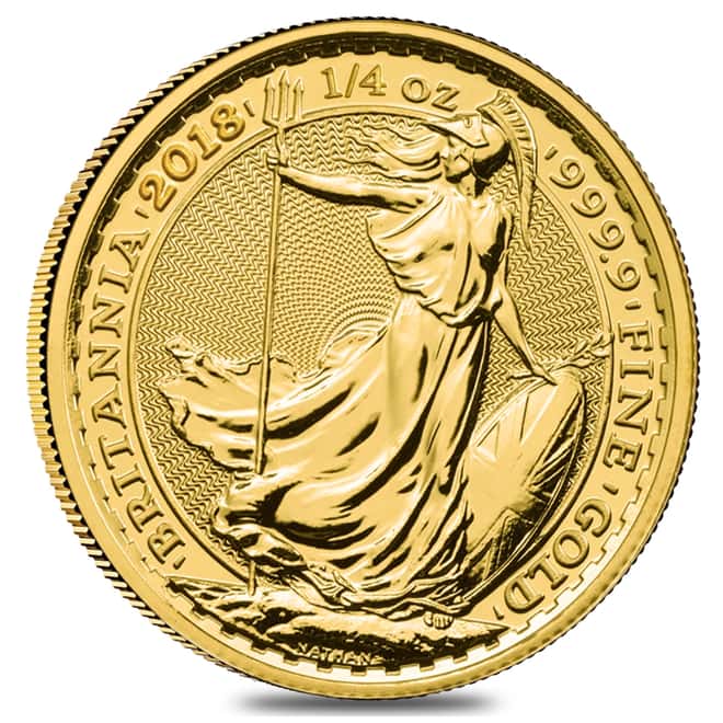 2018 Great Britain 1/4 oz Gold Britannia Coin .9999 Fine BU 