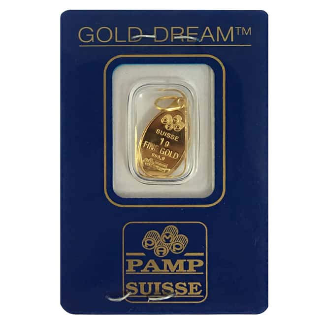 1 Gram PAMP Suisse Gold Dove Oval Pendant .9999 Fine (In Assay)