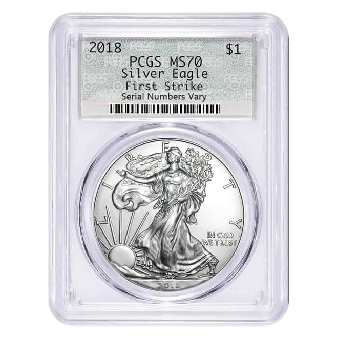 2018 1 oz Silver American Eagle $1 Coin PCGS MS 70 First Strike (Doily)