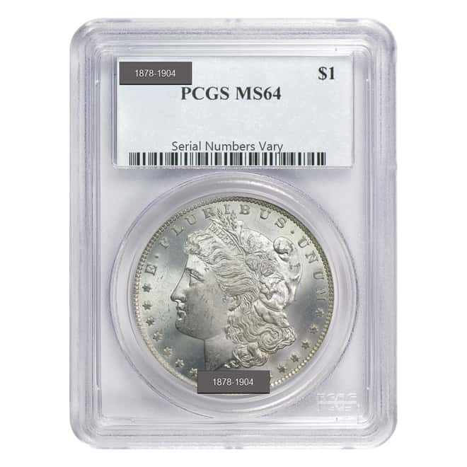 Silver Morgan Dollar PCGS MS 64 (Random Year, 1878-1904)