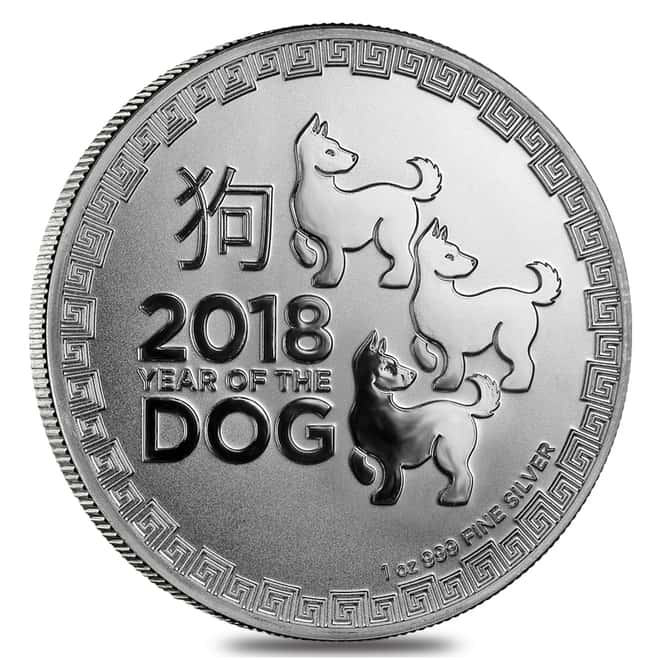 2018 1 oz Niue Silver $2 Year of the Dog BU