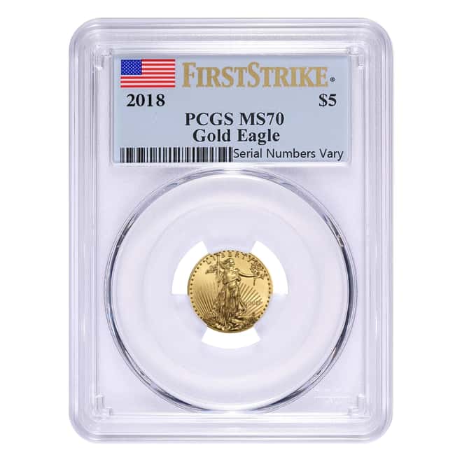2018 1/10 oz Gold American Eagle PCGS MS 70 First Strike