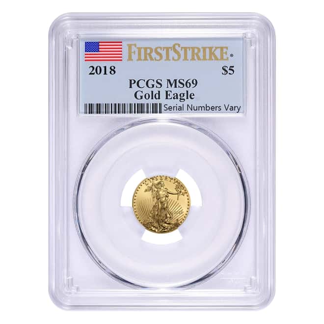 2018 1/10 oz Gold American Eagle PCGS MS 69 First Strike