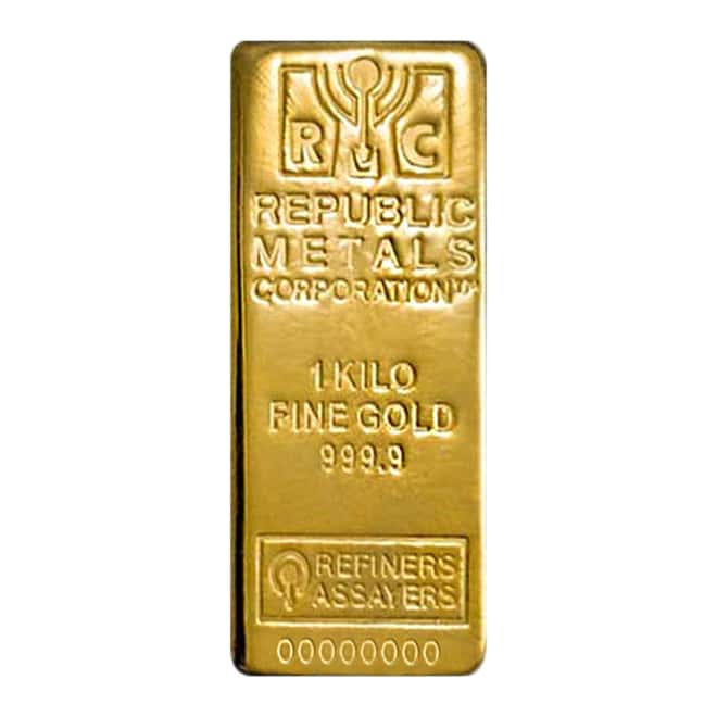 1 kilo Republic Metals (RMC) Gold Bar .9999 Fine (w/Assay)