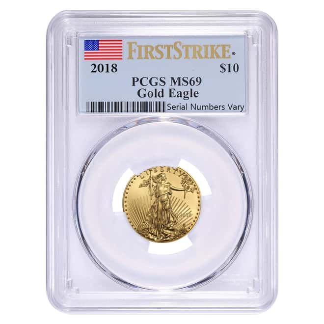 2018 1/4 oz Gold American Eagle PCGS MS 69 First Strike