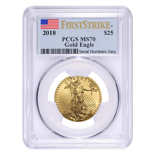 2018 1/2 oz Gold American Eagle PCGS MS 70 First Strike