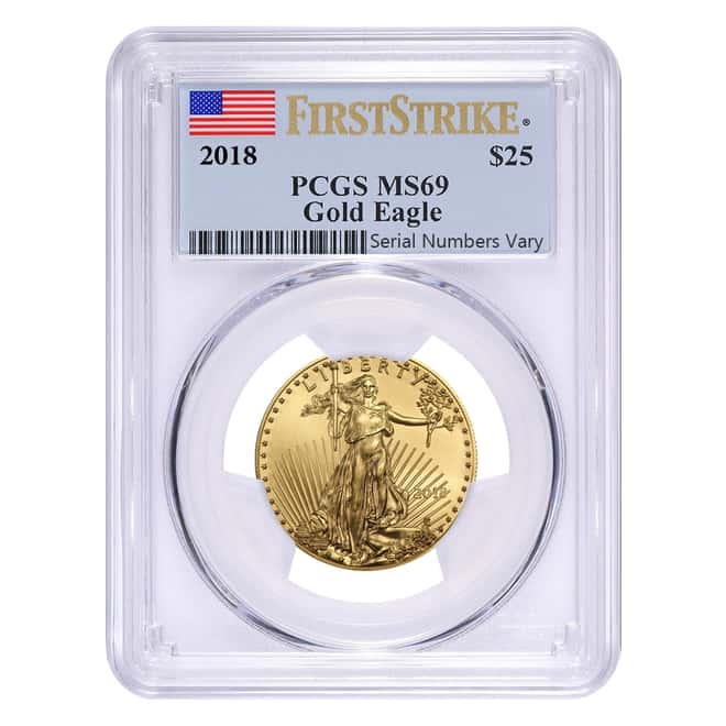 2018 1/2 oz Gold American Eagle PCGS MS 69 First Strike