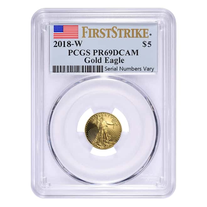 2018-W 1/10 oz $5 Proof Gold American Eagle PCGS PF 69 DCAM First Strike