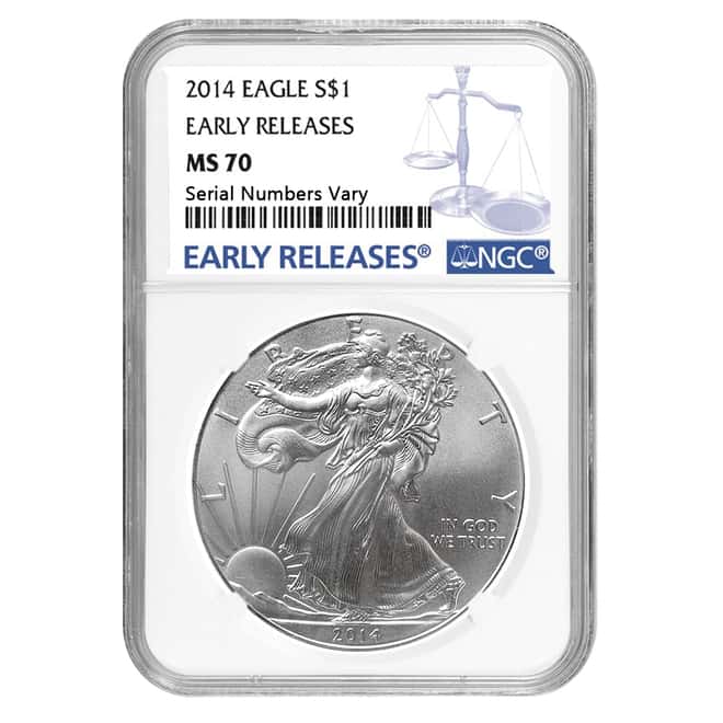 2014 1 oz Silver American Eagle $1 Coin NGC MS 70 Early Releases 