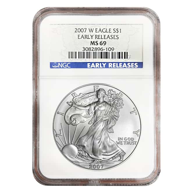 2007-W 1 oz Burnished Silver American Eagle NGC MS 69 Early Releases