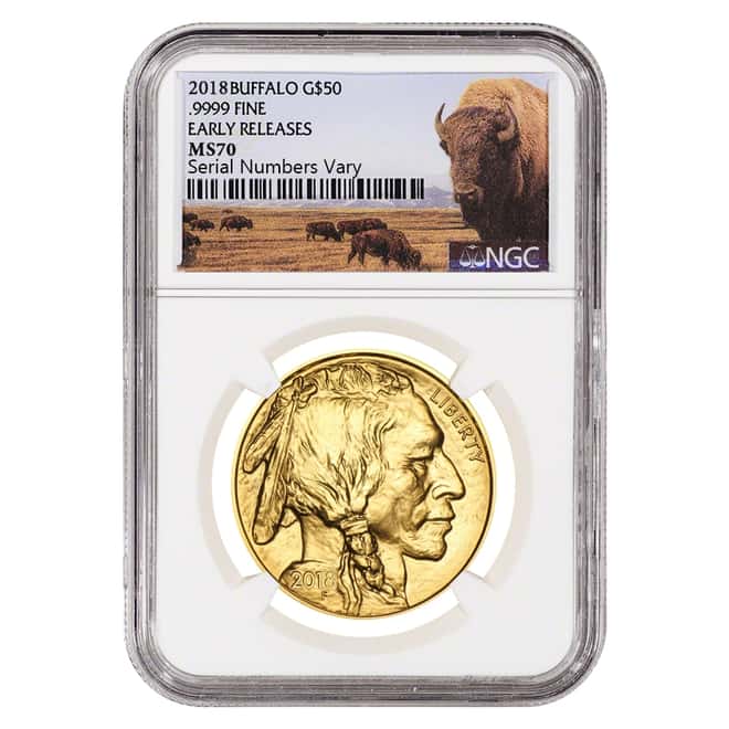 2018 1 oz Gold American Buffalo NGC MS 70 Early Releases (Buffalo Label)