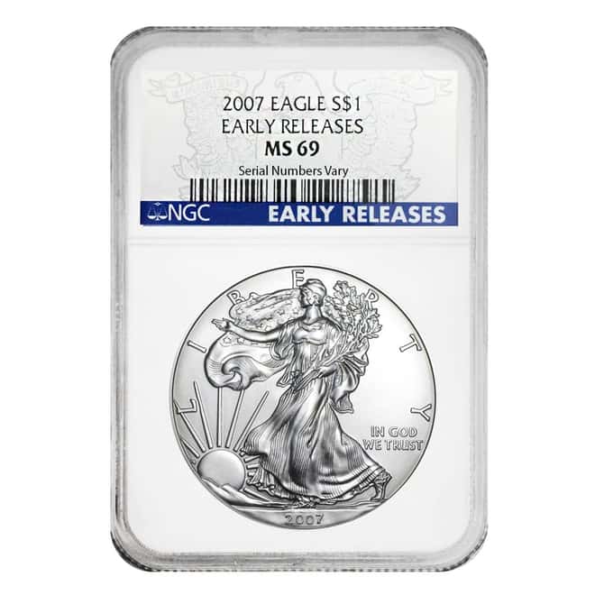 2007 1 oz Silver American Eagle NGC MS 69 Early Releases