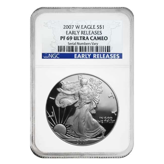 2007 W 1 oz Silver Proof American Eagle $1 Coin NGC PF 69 UCAM Early Releases