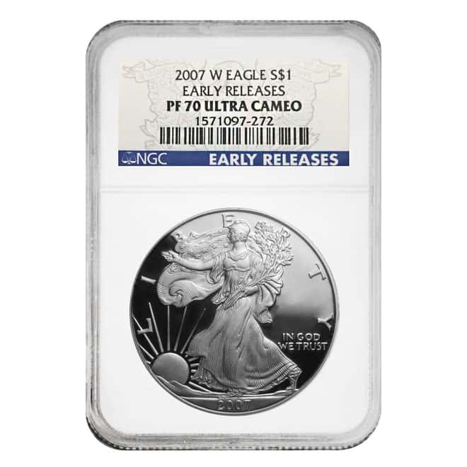 2007 W 1 oz Silver Proof American Eagle $1 Coin NGC PF 70 UCAM Early Releases